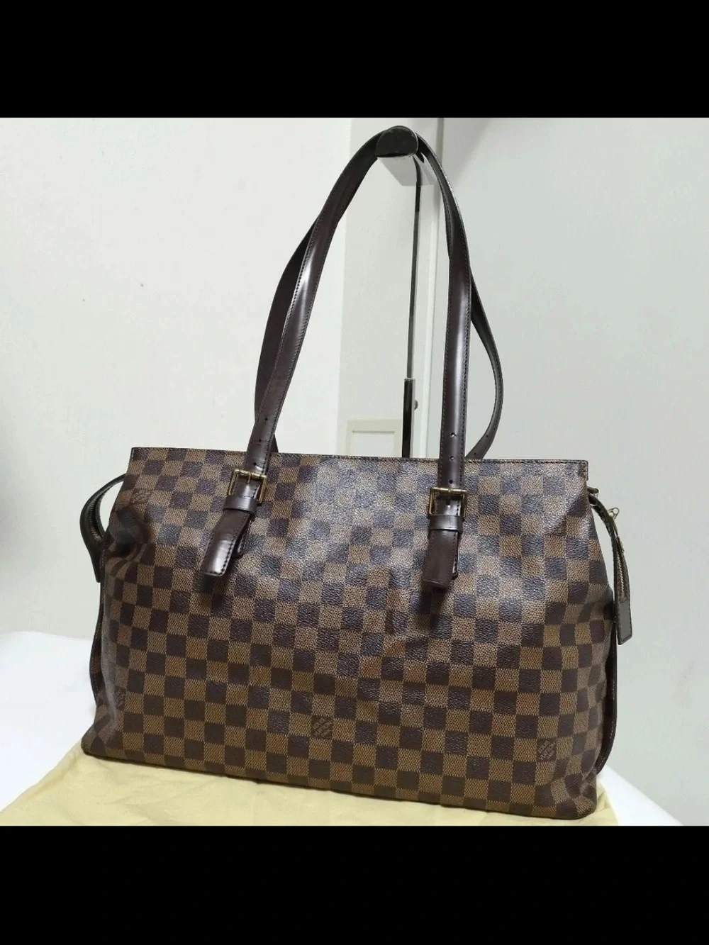 Louis Vuitton Brown Checkered Shoulder Tote